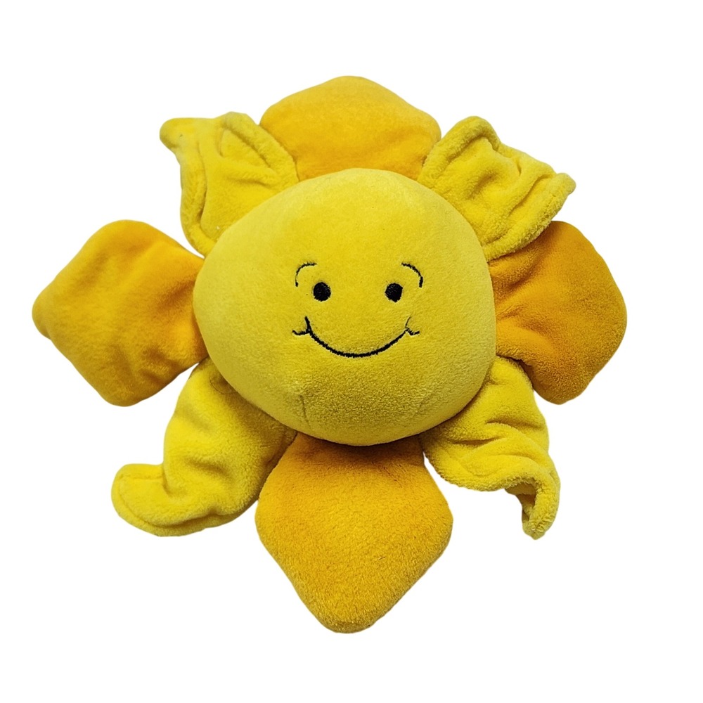 Manhattan Baby Plush Flower Sun Smiley Face Yellow Stuffed Toy Baby Toddler 1999